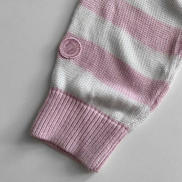 PINK Victoria's Secret Sweater Nwt Knit Collared White & Pink Cropped Large L - Picture 3 of 3